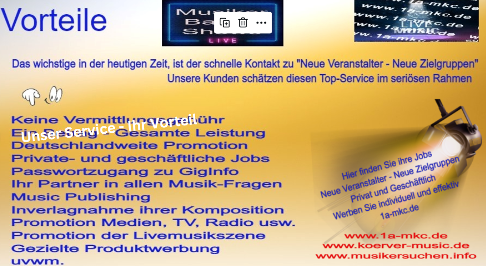 Kleinanzeige Musiker - Bands - Showkünstler - Bild 1
